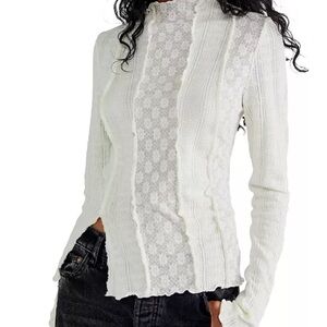 Free People Lula Mock Neck Long Sleeve Top.